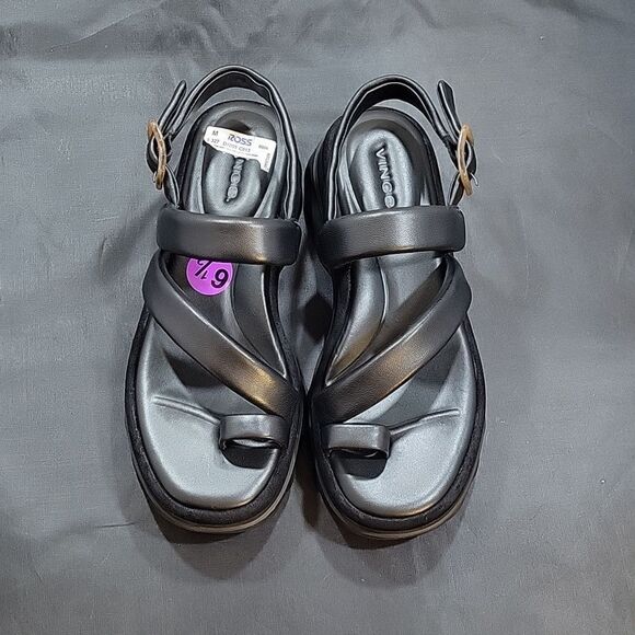 BRAND NEW VINCE WOMEN'S SANTA CRUZ LEATHER ANKLE STRAP PLATFORM SANDALS - Picture 2 of 16